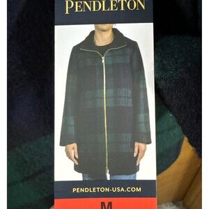 Pendleton Walker Wool Blend Plaid Coat Women’s Medium blue green